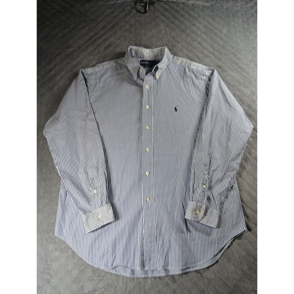 Ralph Lauren Other - Ralph Lauren Mens Classic Fit Striped Button Down Shirt Blue White 17 34/35 L XL